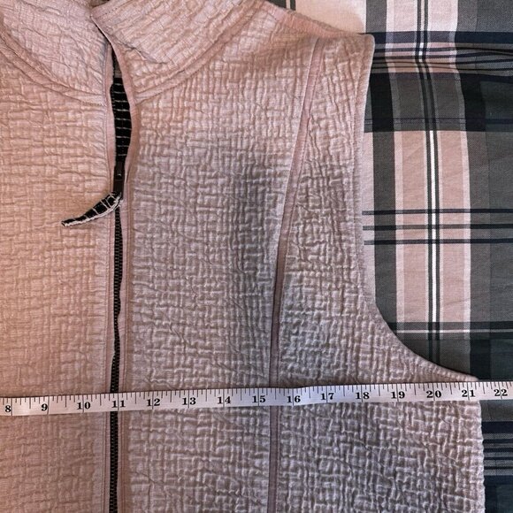Habitat Sleeveless Beige Gray Full Zip Tunic Vest Sz L Waffle Pockets Lagenlook - Picture 12 of 13